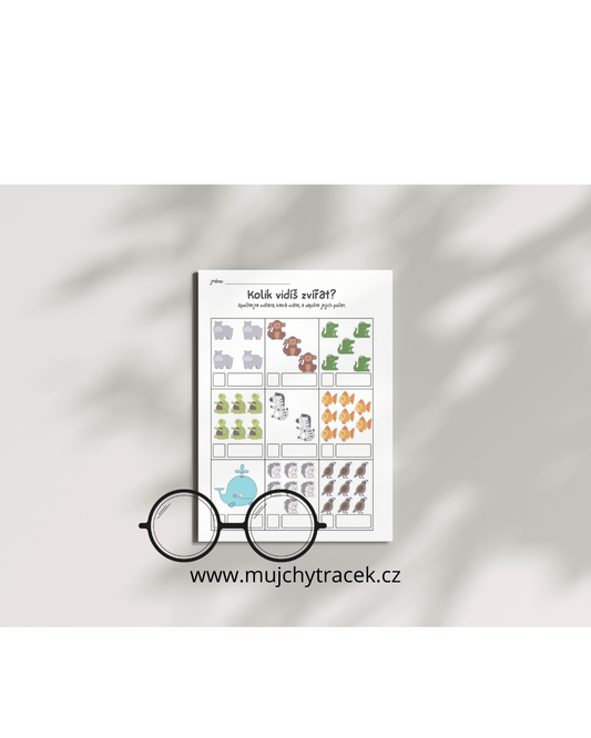 Počítání zvířátek – Matematické pracovní listy (26 stran)