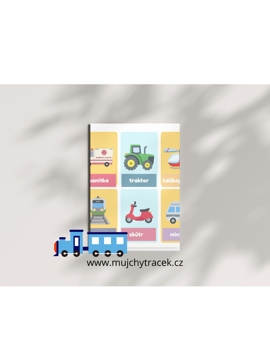 Dopravní prostředky – 24 výukových kartiček k tisku
